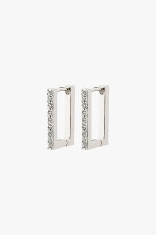 Coby Recycled Crystal Square Hoop Silver-Plated Earrings ACC Jewellery Pilgrim   