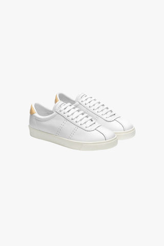 2843 White Yellow Trim Comfort Leather Sneaker ACC Shoes - Sneakers Superga   