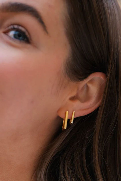 Marle Rectangle Gold Hoop Earrings ACC Jewellery Silver Linings   