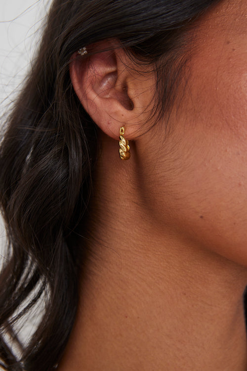 Oval Twist Hoop Gold Earrings ACC Jewellery Georgia Mae   