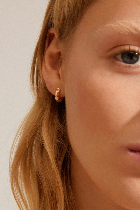 Shop Carla Recycled Gold Plated EOL Huggie Hoop Earrings Flo Frank