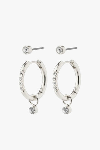 Elna Crystal Hoop Silver Set 2 Recycled Earrings ACC Jewellery Pilgrim   