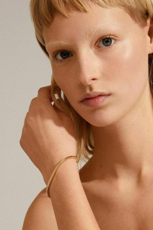 Dominique Flat Snake Gold Chain Recycled Bracelet ACC Jewellery Pilgrim   