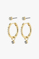 Elna Crystal Hoop Gold Set 2 Recycled Earrings