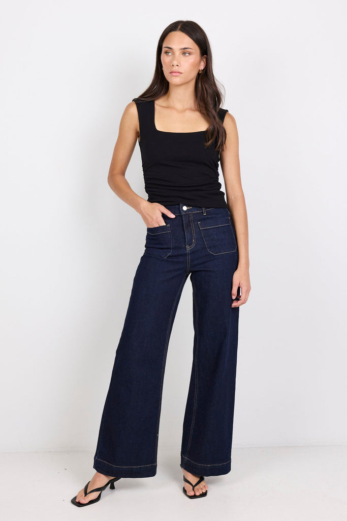 Shop Zoey Indigo High Rise Wide Leg Pocket Jean | Flo & Frankie