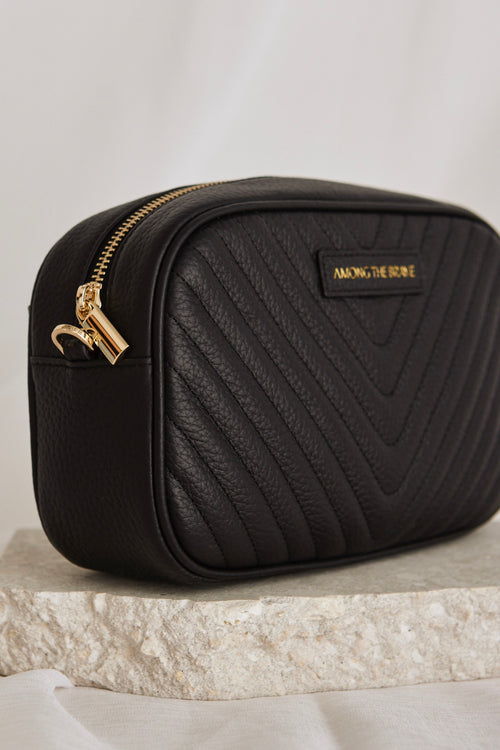Berlin Black Leather Chevron Quilted Bag ACC Bags - All, incl Phone Bags Among the Brave   