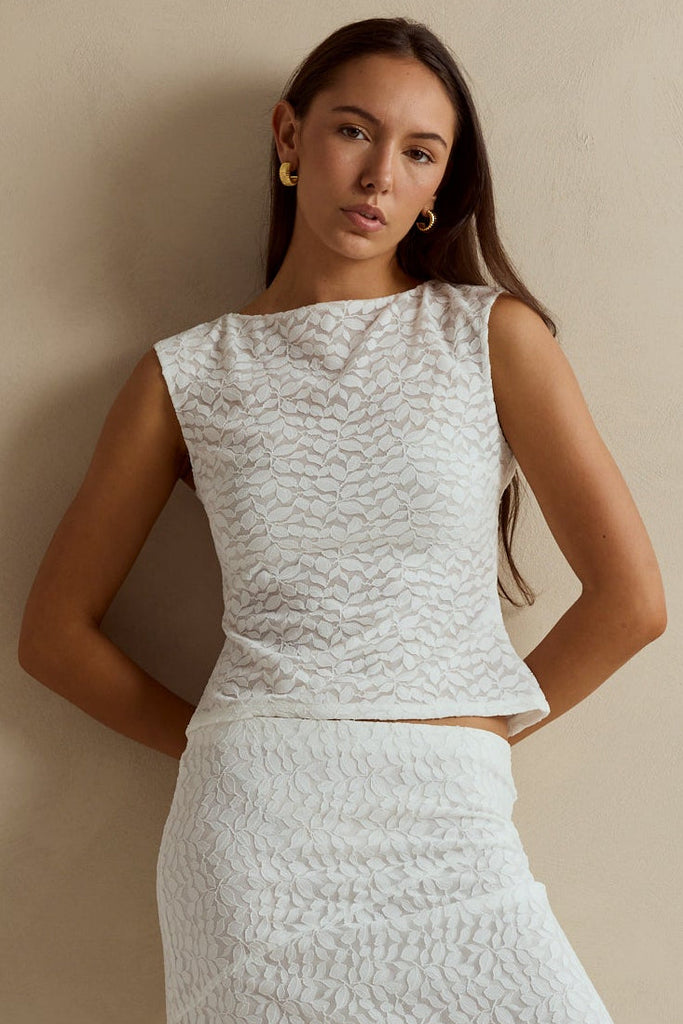 Shop Breathless Ivory Lace Sleeveless Top | Flo & Frankie