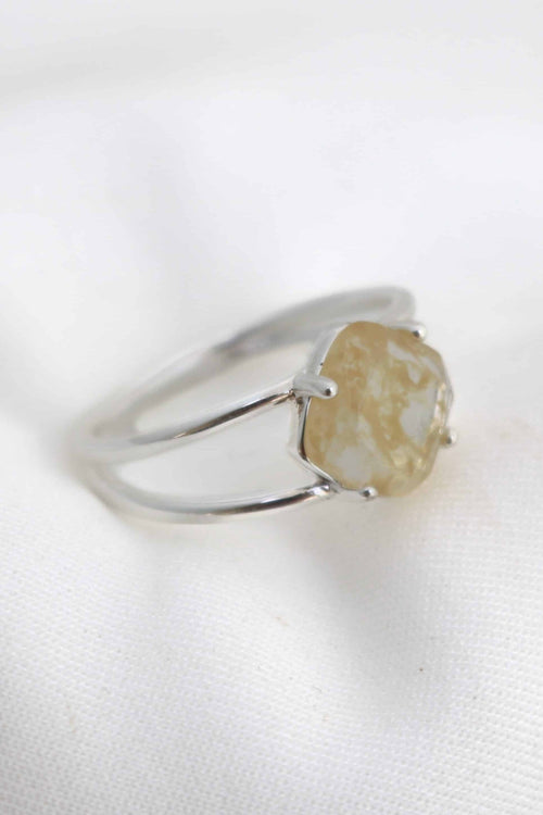 Calming Sterling Silver Plate with Herkimer Quartz Medium Ring ACC Jewellery Love Lunamei   