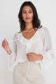 Daily Ivory Sheer Texture Frill Front Top