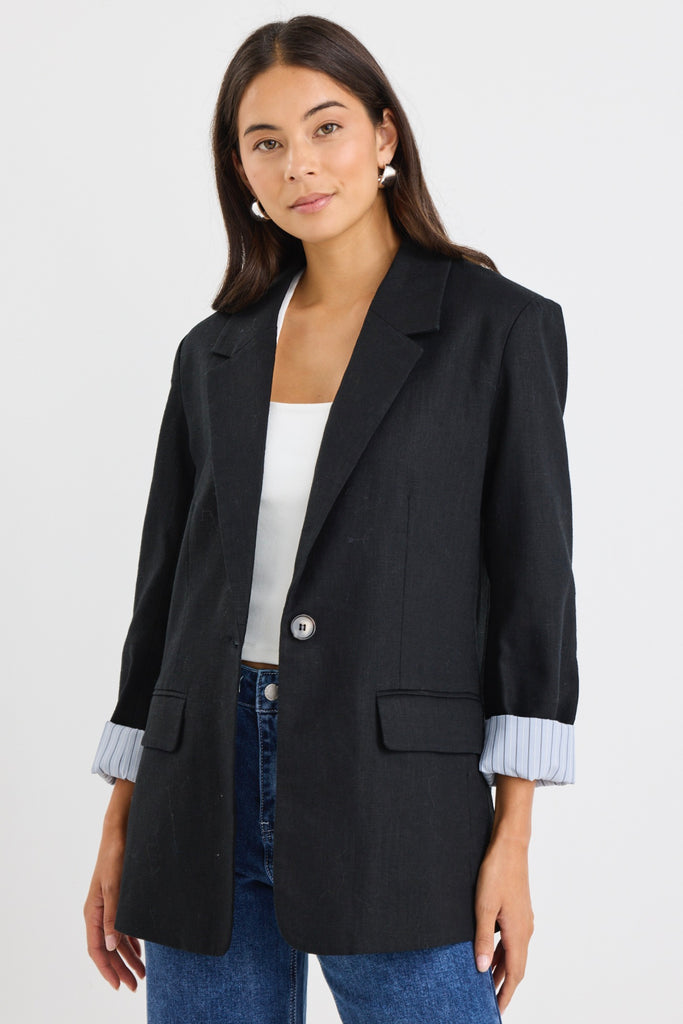 The Frankie Shop Womens Black Boyfriend Coat Bea Blazer Black