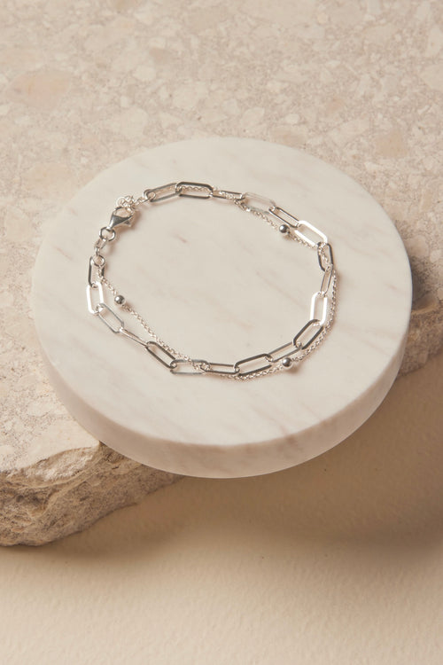 Double Chain Silver Bracelet ACC Jewellery Georgia Mae   
