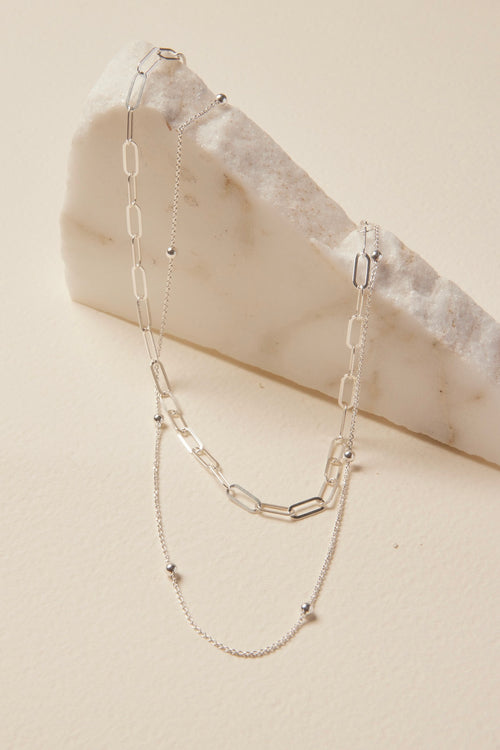 Double Link Chain Silver Necklace ACC Jewellery Georgia Mae   