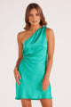 Gaia Aquamarine One Shoulder Mini Dress