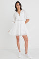 Gemini White Broiderie Balloon Sleeve Tiered Mini Dress