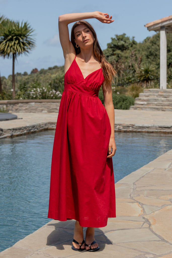 Shop Heat Plum Linen Blend Strappy Midi Dress