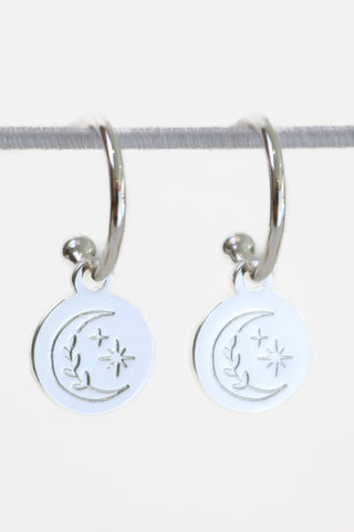 Heavenly Sterling Silver Plate Circle Pendant Hoop Earrings ACC Jewellery Love Lunamei   