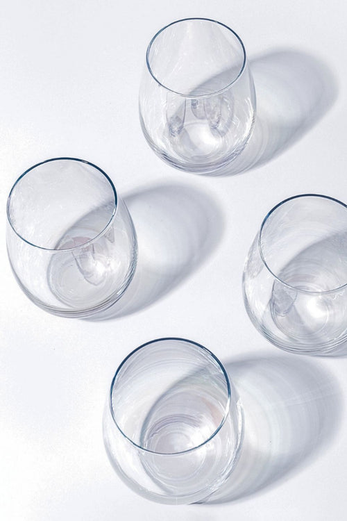 Iridescent Stemless Wine Glass Set 4 HW Drinkware - Tumbler, Wine Glass, Carafe, Jug Home Lab   
