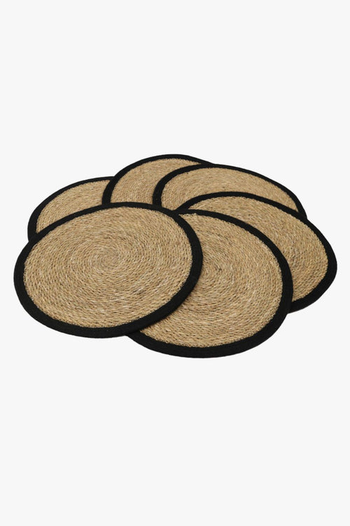 Jute Seagrass Natural Black Placemat HW Kitchen - Tableware, Serveware, Placemats Le Forge   