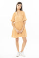Venturous Apricot Texture SS Puff Sleeve Mini Dress