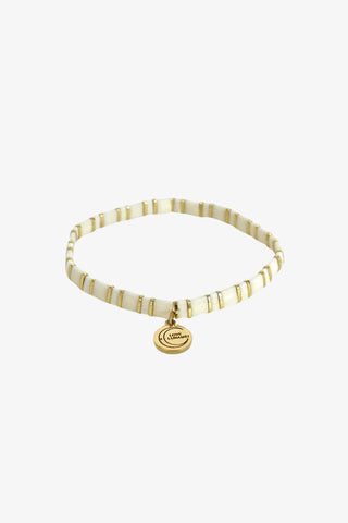 Love Cream Gold Stripe with Gold Charm Bracelet ACC Jewellery Love Lunamei   