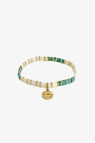 Love Cream Gold Turquoise with Gold Charm Bracelet ACC Jewellery Love Lunamei   