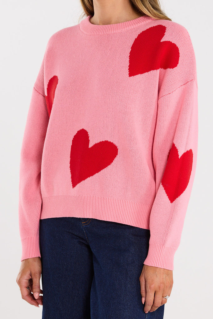 Love Pink Valentines Crew Knit | Flo & Frankie