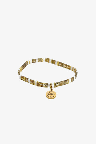 Love Yellow Gold White with Gold Charm Bracelet ACC Jewellery Love Lunamei   