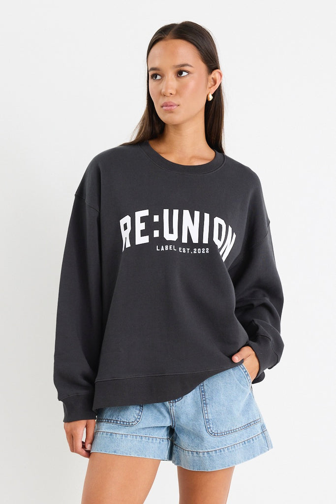 トップス 90s UNION Crew Neck Sweat Shop Myth Charcoal Re:Union Sweatshirt | Flo & Frankie