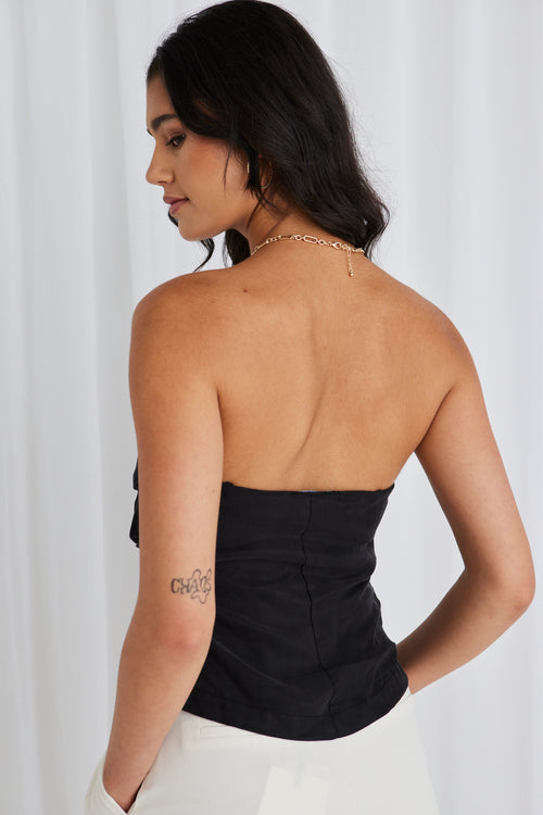 Observation Black Cupro Strapless Top WW Top Among the Brave   