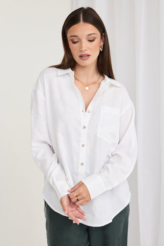Optimum White Linen Oversized Shirt