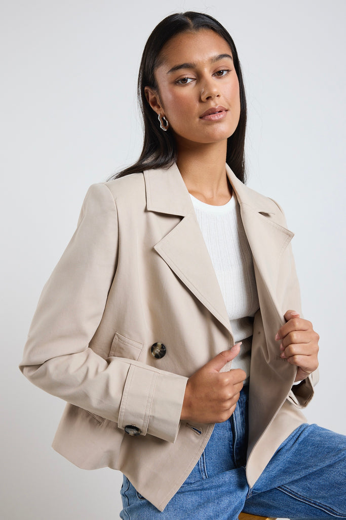 Shop Pathway Taupe Cropped Trench Jacket Flo Frankie