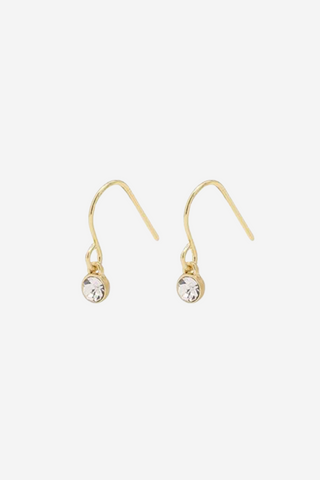 Lucia Crystal Pendant Hook Earrings Gold ACC Jewellery Pilgrim   