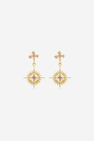 Star Burst Champagne Gold Earrings ACC Jewellery Lindi Kingi   