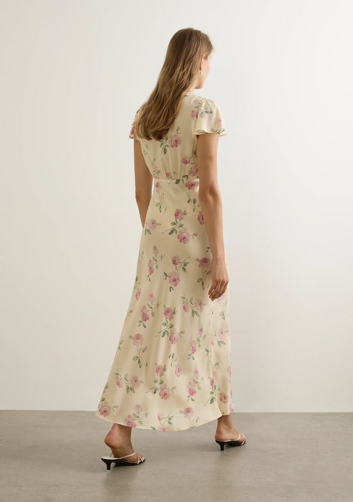 Salena Mixed Floral Print Flutter Sleeve Midi Dress main image 0