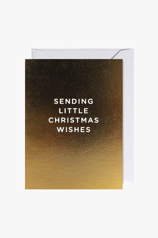 Sending Little Christmas Wishes Gold Mini Greeting Card HW Christmas Oxted   