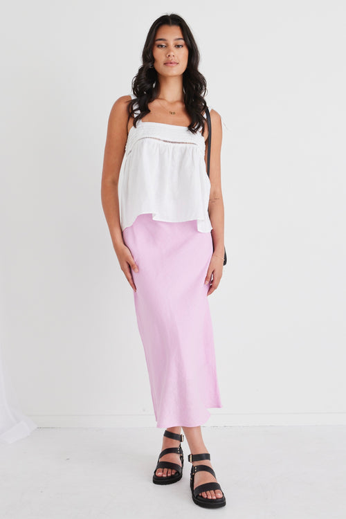 Soulmate Pink Lilac Linen Bias Midi Skirt WW Skirt Among the Brave   