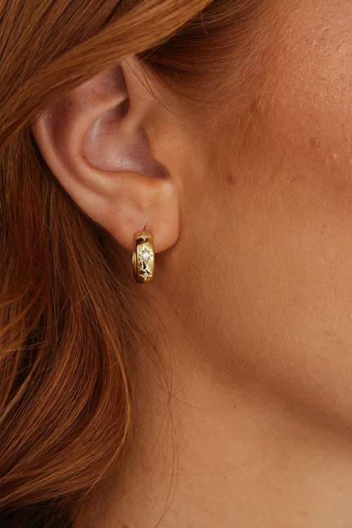 Sparkle Hoop Gold Huggie Earrings ACC Jewellery Georgia Mae   
