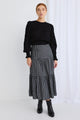 Stella Black Gingham Deep Basque Tiered Midi Skirt
