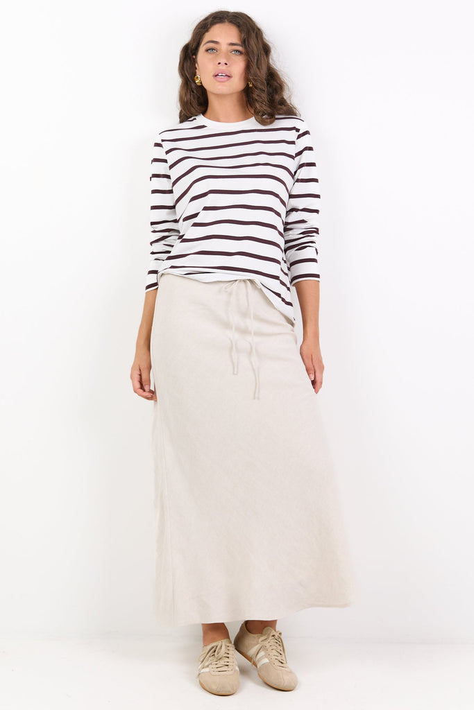 Shop Summit Natural Linen Blend Tie Waist Bias Maxi Skirt | Flo & Fran