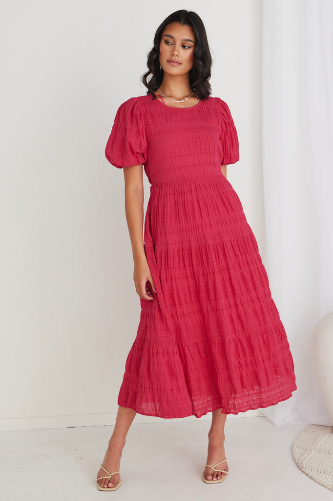 Raspberry chiffon embellished maxi on sale dress