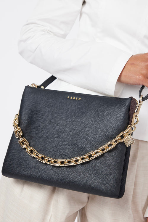 Matilda Black Crossbody Bag with Chunky Chain ACC Bags - All, incl Phone Bags Saben   
