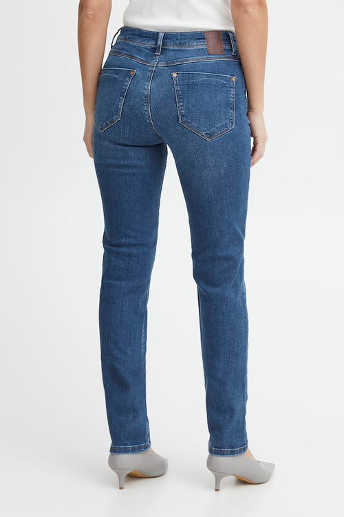 Sandra Emma Medium Blue High Waisted Straight Leg Jean WW Jeans Pulz Jeans   