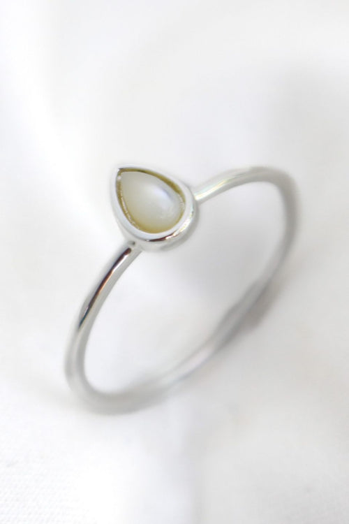 Selene Mother Of Pearl Teardrop Sterling Silver Plate Medium Ring ACC Jewellery Love Lunamei   