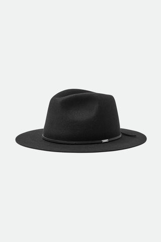 Wesley Washed Black Fedora Wool Felt Hat ACC Hats Brixton   