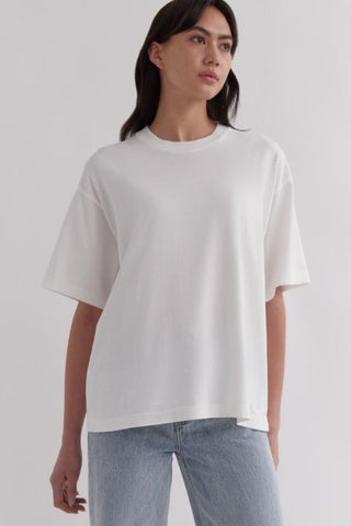 Womens Oversized White Cotton Tee WW Top Assembly Label   