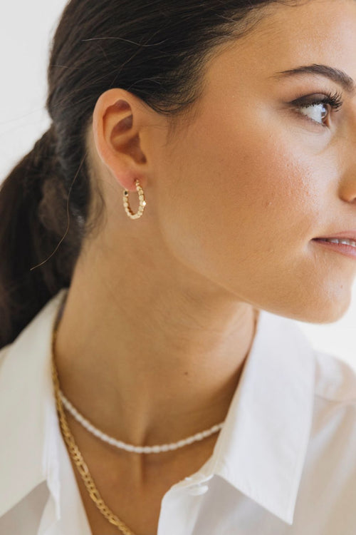 Mini Cube Beaded Hoop Gold Earrings ACC Jewellery Flo Gives Back 15% to Women In Need   