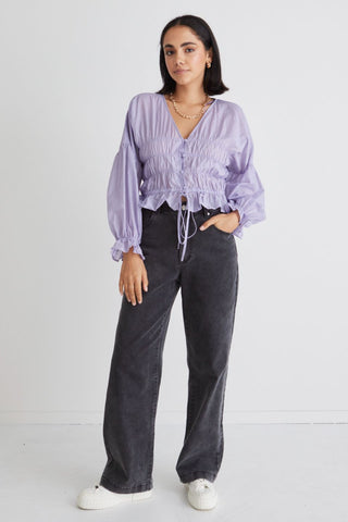 Vivienne Lilac Sheer Button Front Blouse WW Top By Rosa.   