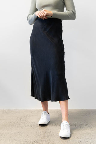 Saturn Black Cupro Bias Cut Midi Skirt WW Skirt Among the Brave   