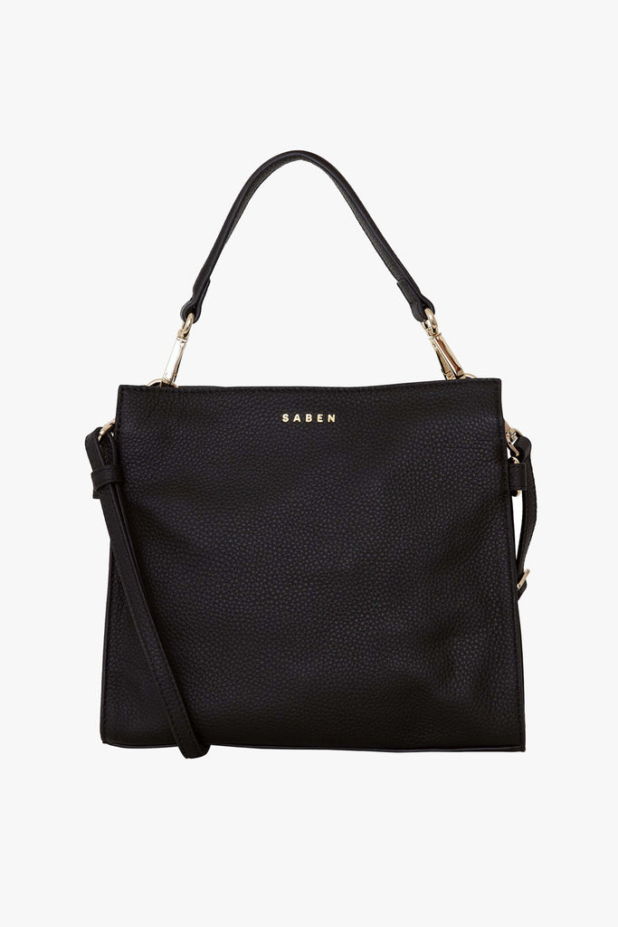 Bea Black Leather Square Crossbody Bag Flo