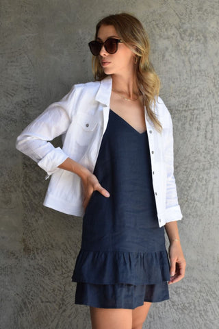 Empowered White Linen Jean Style Jacket WW Jacket Among the Brave   